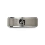 unique present for her – black & gray tungsten chalk line wedding band