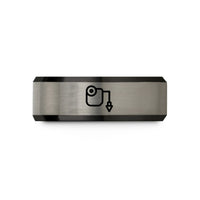 wedding bands for her – black & gray tungsten chalk line wedding band