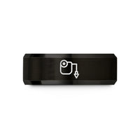 special present for mom – black tungsten chalk line wedding band