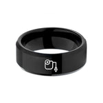 unique present for her – black tungsten chalk line wedding band