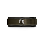 wedding bands for her – gunmetal & black tungsten chalk line wedding band