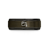wedding bands for her – gunmetal & black tungsten chalk line wedding band