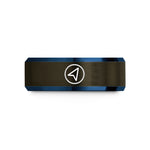 customized presents for her – gunmetal & blue tungsten gps navigation arrow wedding band