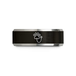 custom rings for her – black & grey tungsten stethoscope paw wedding band
