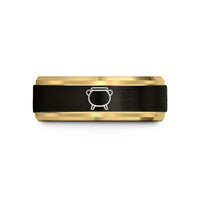 tungsten rings for her – black & gold tungsten cauldron wedding band