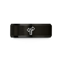 unique presents for her – black tungsten trail junction wedding band