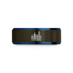 best beauty present sets – gunmetal & blue tungsten hong kong skyline wedding band