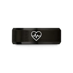 romantic presents for couples – black & gold tungsten heart waveform wedding band