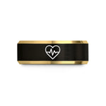 personalized anniversary present ideas – black & gold tungsten heart waveform wedding band