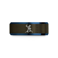 personalized rings for her – gunmetal & blue tungsten hiker moon wedding band