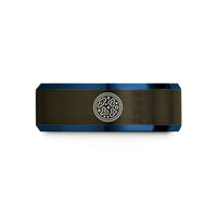 customized jewelry for couples – gunmetal & blue tungsten petri dish culture wedding band