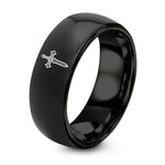 Women Gifts for Anniversary – black tungsten sword cross ring