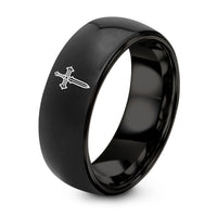 Women Gifts for Anniversary – black tungsten sword cross ring
