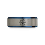 unique anniversary present ideas – black & blue & grey tungsten youth archer draw wedding band