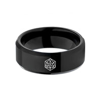custom rings for her – black tungsten astrology dice wedding band