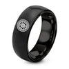 Motorcycle Spoke Wheel – Tungsten Wedding Band, 8 mm, Black Comfort-Fit Unisex