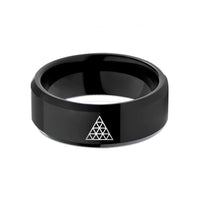 popular present rings today – black tungsten triangle mosaic wedding band