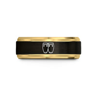 holiday presents for her – black & gold tungsten conga drums pair wedding band