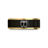 tungsten rings for her – black & gold tungsten conga drums pair wedding band