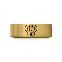 best presents for wife – gold tungsten footprints heart infinity wedding band