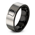 Milk Frothing Pitcher – Tungsten Wedding Band, 8 mm, Black, Gray Comfort-Fit Unisex