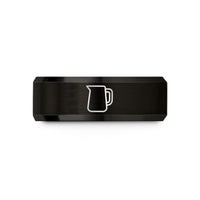 engraved bands for couples – black tungsten milk frothing pitcher wedding band