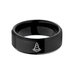 holiday presents for her – black tungsten safety cone wedding band