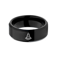 holiday presents for her – black tungsten safety cone wedding band