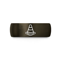 holiday presents for her – gunmetal & black tungsten safety cone wedding band
