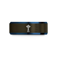 best Christmas presents her – gunmetal & blue tungsten space needle wedding band