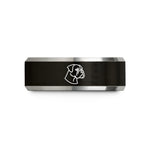 women’s day present ideas – black & gray tungsten boxer wedding band