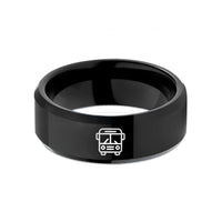 unique presents for her – black tungsten bus front icon wedding band