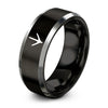 Bird Track – Tungsten Wedding Band, 8 mm, Grey, Black Comfort-Fit Unisex