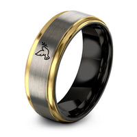 presents for older her – black & gold & gray tungsten dove of peace ring