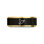 special presents for ladies – black & gold tungsten dove of peace wedding band