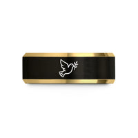 special presents for ladies – black & gold tungsten dove of peace wedding band