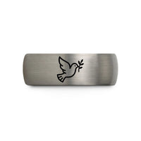 presents for older her – black & silver tungsten dove of peace wedding band