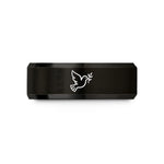 unique presents for her – black tungsten dove of peace wedding band