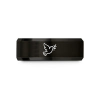 unique presents for her – black tungsten dove of peace wedding band