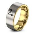 Dove of Peace – Tungsten Wedding Band, 8 mm, Gold, Grey Comfort-Fit Unisex