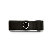 birthday presents for mom – black & silver tungsten shield wedding band