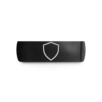 unique presents for her – black tungsten shield wedding band