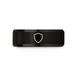thoughtful presents for wife – black tungsten shield wedding band