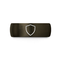 thoughtful presents for wife – gunmetal & black tungsten shield wedding band