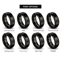 font options for inside engraving on black women holding rings