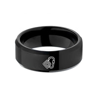 unique rings for couples – black tungsten deck lines carabiner wedding band