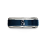 personalized jewelry for her – blue & silver tungsten kidney wedding band