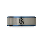 custom rings for her – blue & gray tungsten kidney wedding band