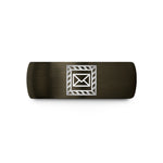 personalized rings for her – gunmetal & blue tungsten airmail chevron border wedding band