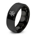 Biohazard Symbol – Tungsten Wedding Band, 8 mm, Black Comfort-Fit Unisex